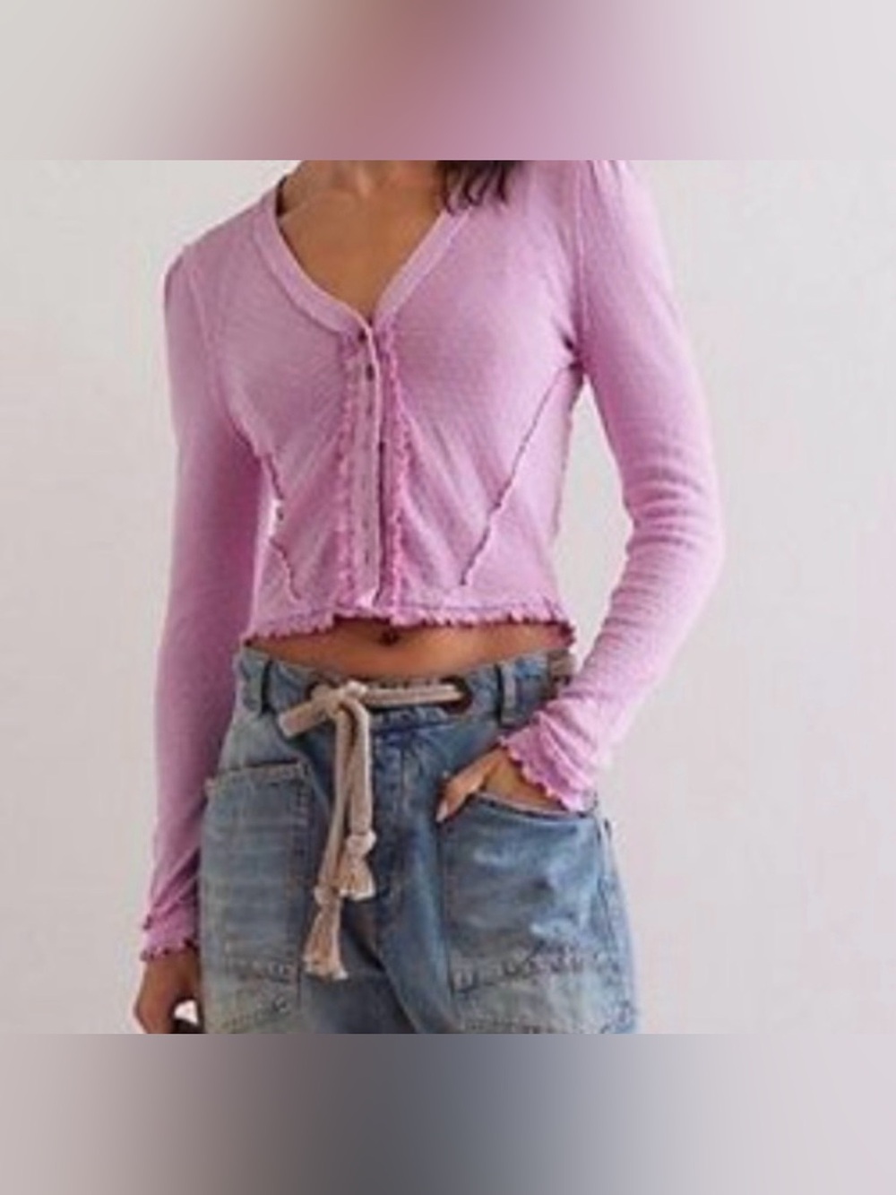 We the People/ We The Free Winnie Top XS Sweet Lilac NWT Long Sleeve VNeck
